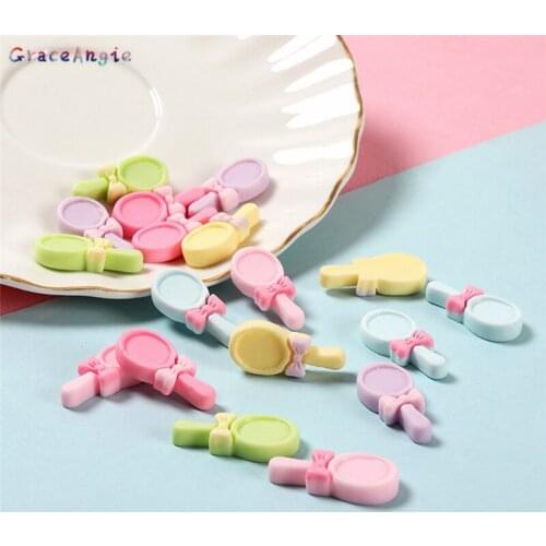 20pcs Resin Mirror Flatback Children Play House Toy For Kids Toys Birthday Gift Finny Bow Hair Flatback Jewelry Findings Crafts