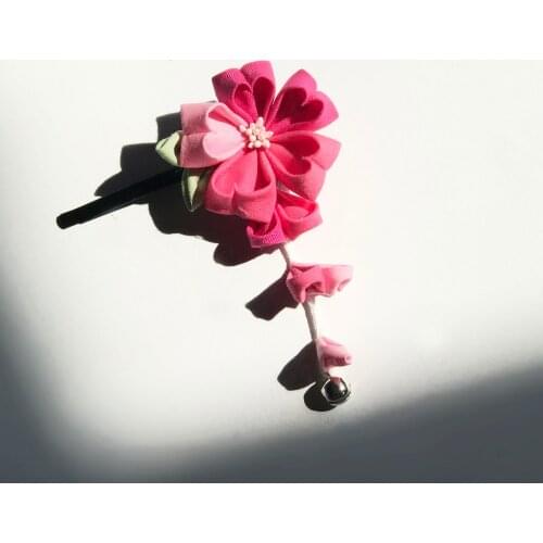 2019 Japanese style Vintage Floral hair accessories Pendant Red flowers bead Hair Jewelry