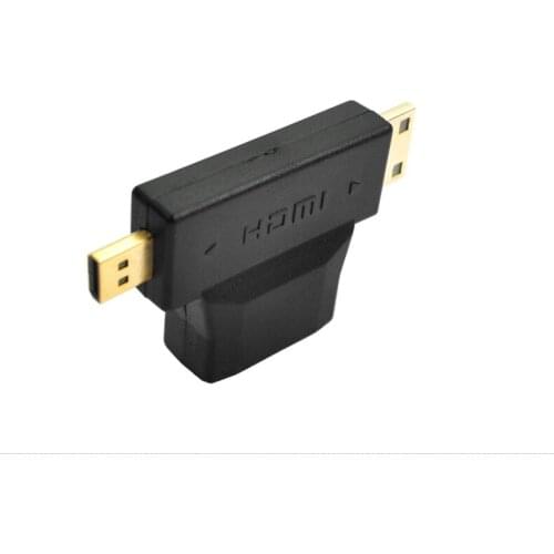 50pcs/lot HDMI Female (Type A) to Mini Male Type C + Micro Male Type D Splitter Adapter