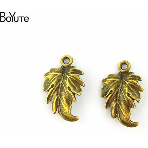 BoYuTe (100 Pieces/Lot) 19*12MM Zinc Alloy Accessories Antique Bronze Plated Maple Leaf Connector for Jewelry Making Diy Charms