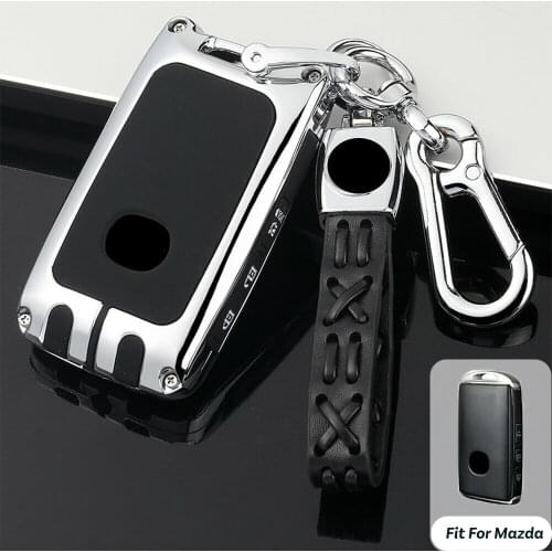 Zinc Alloy Car Key Cover For Mazda 3 Sedan 2019 2020 / CX-9 CX-5 2020 Smart Keychain Remote Key Fob Shell Protector Case