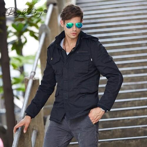 DAVYDAISY 2019 Autumn Jacket Men Military Cargo Fashion 100% Cotton Jacket Hooded Casual Thick Jackets Men Coat Outwear DCT-217