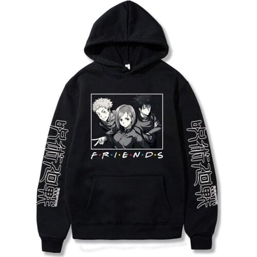 Hot Sale Anime Streetwear Jujutsu Kaisen Fushiguro Megumi Itadori Yuji Kugisaki Nobara Friends Hoodies Harajuku Sweatshirt