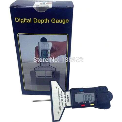 0-25MM Automatic spring Digital Depth Gauge meter tire Thread Depth Gauge with hook Tyre Tread Brake Pad WEAR