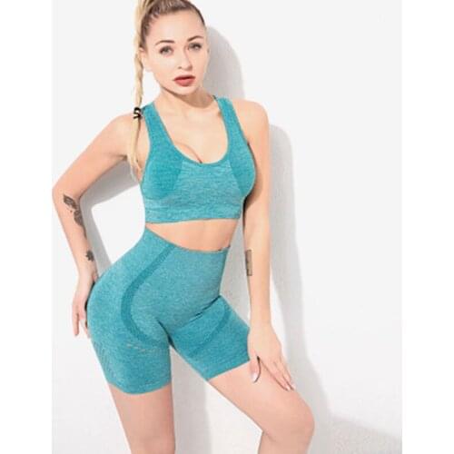 2 Piece Yoga Set Women Fitness Suit Running Sports Bra Peach Hip Yoga Shorts Female Workout Clothes Sports Suits Sports Bra Set