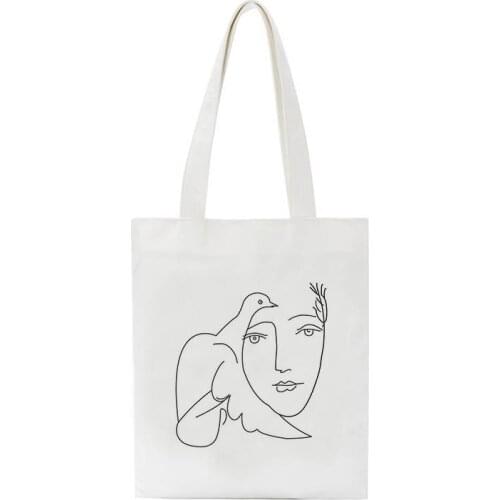 Summer New Large-capacity Female Chic Fun Vintage Art Casual Fashion Ins Abstract Summer Canvas Zipper Shoulder Bags