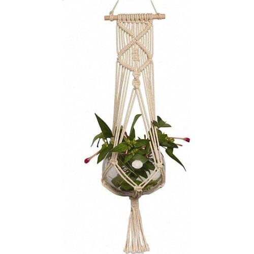 Handmade Macrame Flower Hanging Basket Knotted Rope Flowerpot Net Bag Horticultural Home Door Balcony Courtyard Garden Decor