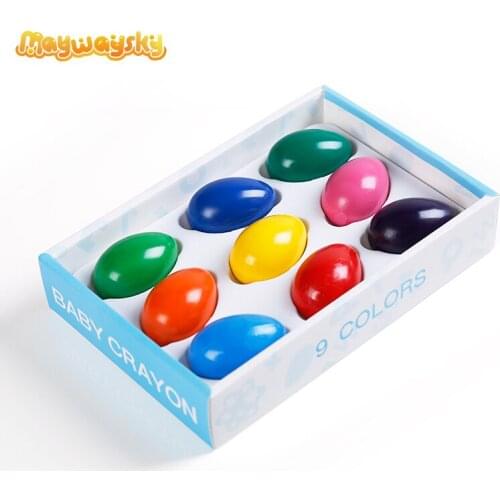 Maywaysky 9pcs/Box Washable Paint Non Toxic Crayons Sticks Stackable Toys Save For Children Gift