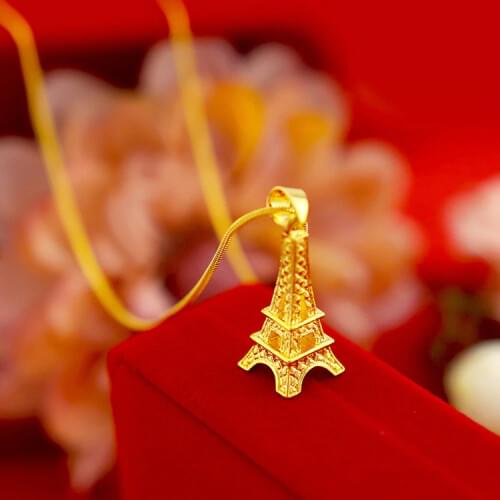 FASHION PARIS EIFFEL TOWER PENDANT 14K GOLD JEWELRY FOR WOMEN CHARMS CHAIN NECKLACE PENDANT FOR BIRTHDAY PARTY GIFTS NO CHAIN