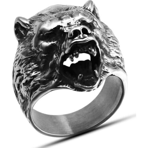 2020 New Punk Wolf Head Ring For Man Animal Stainless Steel Ring Hip Hop Jewelry