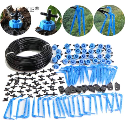 MUCIAKIE 20M 3/5mm Blue Elbow Drip Drop Irrigation Kits Greenhouse Garden Emitter Drip Watering System Bonsai Planting Tools