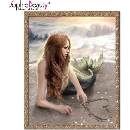 Sophie Beauty Needlework Embroidery Kit Diamond Painting Cross Stitch Pasted Square Drill Handcraft Laid Mermaid Mosaic Set