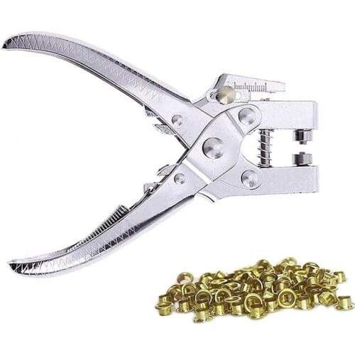 Eyelet Hole Punch Pliers Punch Pliers Set with 100 Eyelets Eyelets and Hole Punch Kit for Leather, Belt, Shoe