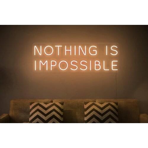 Custom Neon Sign NOTHING IS IMPOSSIBLE Neon Sign Custom Neon Light Led Custom Pink Light Neon Wall bedroom Decoration Ins