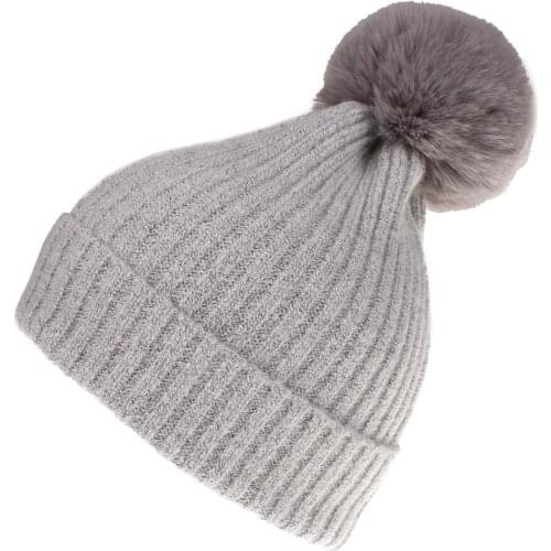 New Fashion Womens Winter Pom Pom Hat Warm Knit Skull Beanies Yellow Beige Lt.grey Dark Red Black
