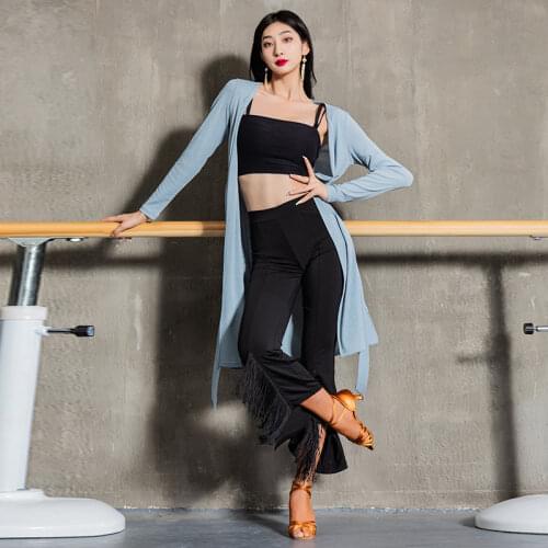 New Latin Dance Clothes Female Practice Long Jacket Professional Rumba Training Clothes Modern Standard Dance Clothing DWY6161