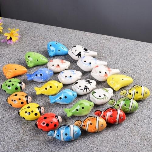 Wholesale Childrens Six-hole Alto Ac Tune Handmade Painted Ceramic Animal Ocarina