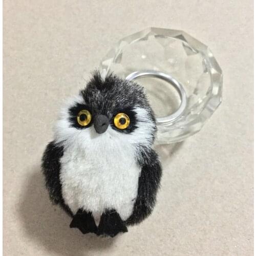 Original New Cute Mini Plush Fur Owl Toy Key Chain Faux Rex Rabbit Fur Owl Keychain Woman Bag Car Charms Doll Keyring Party Gift