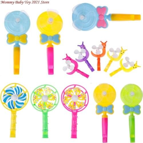 3/5Pcs/set Plastic Windmill Whistling Handle Toys Pinwheel Cheerleading Toy For Kids Children