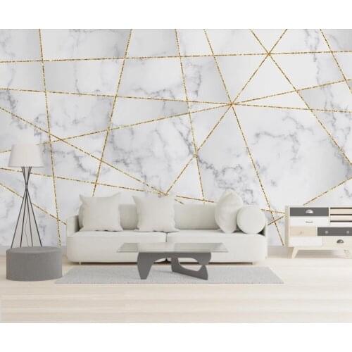 Custom 3D wallpaper mural modern minimalist geometry golden lines marble wall background decorative painting bedroom