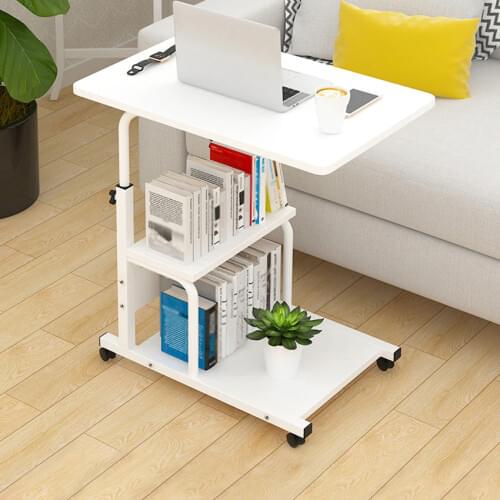 Bedside Lifting Computer Laptop Table Mobile Height Adjustable Wood+Steel Frame Simple Lazy Laptop Table Portable Stand Desk
