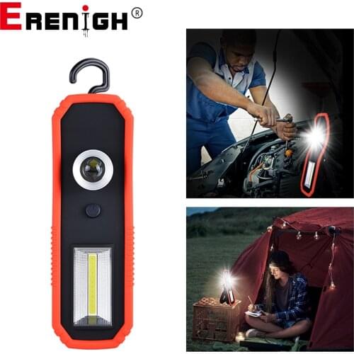 LED Portable Spotlight Flashlight USB Charging Battery Operated Work Light Magnetic COB Lantern Camping Hanging Hook Lamp 600LM