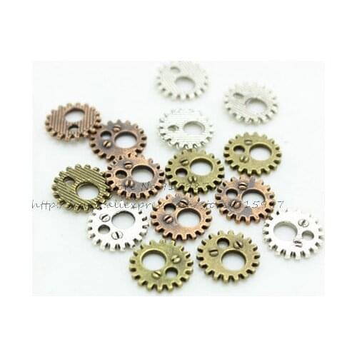Sweet Bell Three color Antique Alloy Steampunk Cameo mini Gear Charm Jewelry Gear Pendant Wholesale 160pcs/lot 12mm