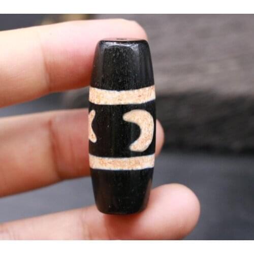 Unique Magic Power Collectible Collectible Magic Tibetan Old Agate Sun&Moon&Star Big dZi Bead 44MM Amulet 4AA