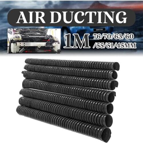 Universal Car Hood Air Intake Pipe 1m Air Ducting Hose Tube 76/70/63/60/57/51/45mm Flexible Filter Pipe