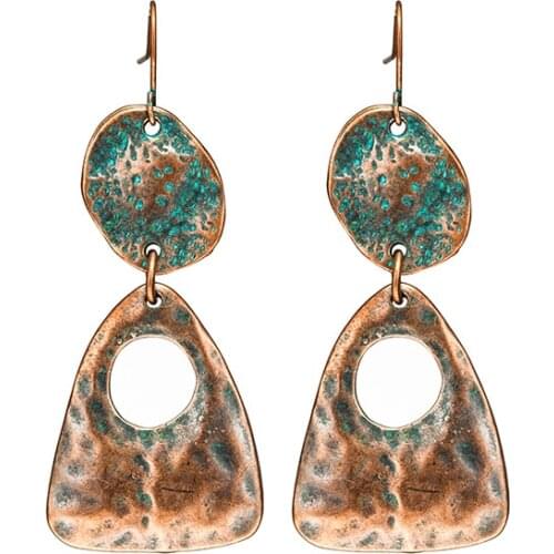 Vintage Plated ancient copper dangle earrings for women Fish hook earring geometric Charm jewelry gift Brincos Bijoux