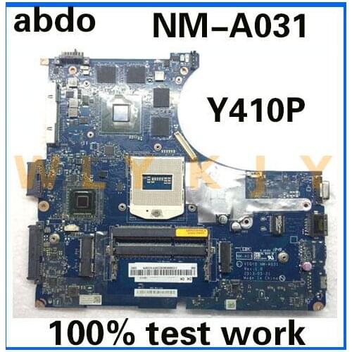 VIQYO NM-A031 is suitable for Lenovo Y410P notebook motherboard 11S90003628 PGA947 GPU GT755M GT750M 2G DDR3 100% test work