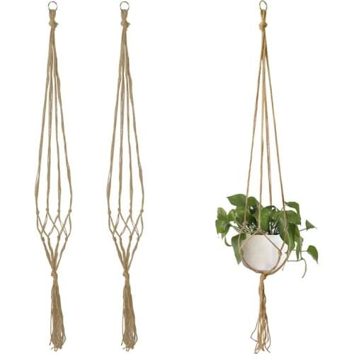 1pc Handmade Macrame Flower Pot Hanging Basket Rope Flower Pot Hanger for Wall Decoration Countyard Garden Decor Supplies