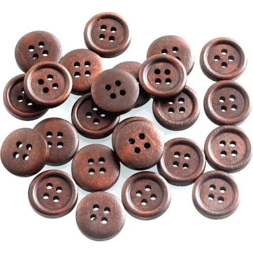 100pcs Mixed 15mm Round Wooden Buttons For Clothing Needlework Scrapbooking Wood Botones Decorative Crafts Diy Accessories