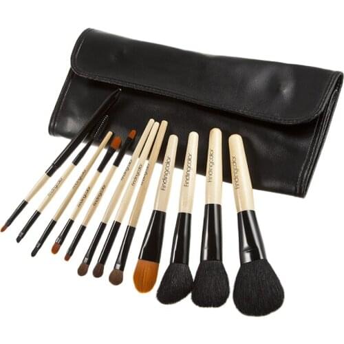 12 pcs Portable Makeup Brushes Cosmetics Foundation Blending Professional Makeup Brush Kit Set Wooden Makeup Tool