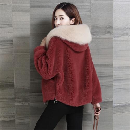 2019 Women Faux Fox Fur Collar Coat Lady Winter Faux Fur Jacket Hooded Coat Slim Casual Female Jacket Womens Clothing WZ1019