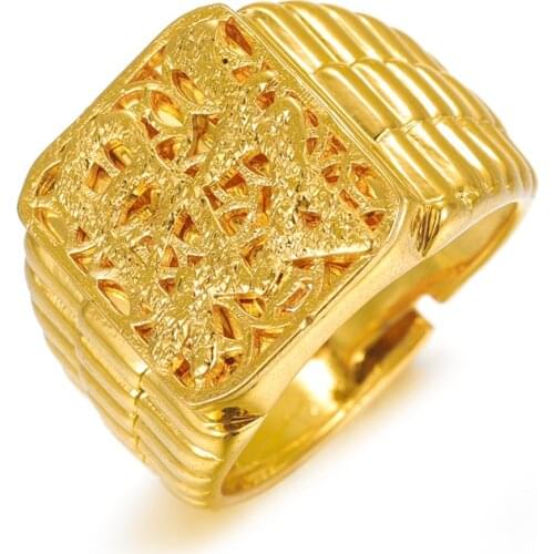 2020 New Arrival 100% 24K Gold Thumb Glossy Rings for Men Big Faced Wide Finger Rings for Unisex Jewelry Hip Hop Ring