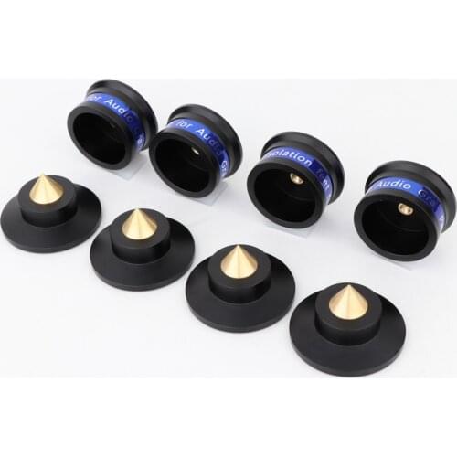 4Pcs Preffair Aluminium Black Shockproof Spike+Pad Isolation Stand HiFi Amplifiers