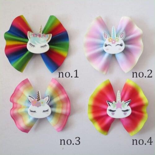 50 BLESSING Girl 3" Fan Hair Bow Clip Colorful Unicorn Accessories Wholesale