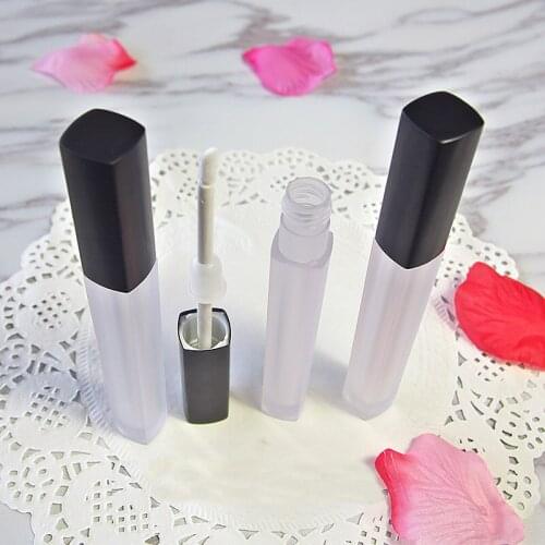 50pcs/lot 5ml Empty PET Square Matte Clear Lip Gloss Tube Plastic Cosmetic Liquid Lipstick Frosted Lipbalm RefillableContaienr