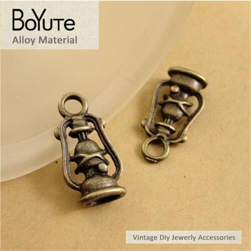 BoYuTe (50 Pieces/Lot) 20*10MM Wholesale Charms Accessories Antique Bronze Plated Metal Barn Lantern Pendant Diy Jewelry Making