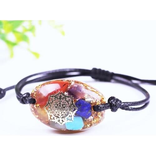 Orgone 7 Chakra Bracelet Natural Crystal Reiki Healing Energy Generator Emf Radiation Protection Orgonite Bracelets For Women