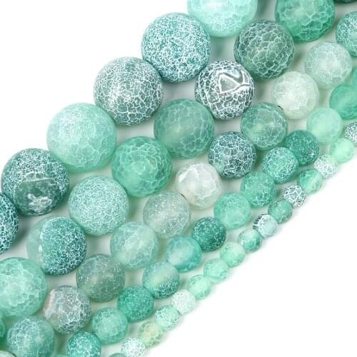 4-12mm Natural Stone Bead Loose Round Frosted Green Weathered Stone Bead For Jewelry Making DIY Charm Bracelet Necklace Handmade