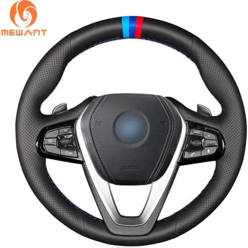 MEWANT Black Genuine Leather Suede Steering Wheel Cover for BMW G20 G21 F40 F44 G22 G23 G26 G30 G31 G32 G11 G12 X3 G01 X4 G02 X5