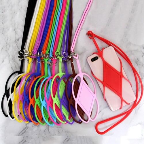 Colorful Silicone Cell Phone Lanyard Holder Phone Wrist Straps Lanyards Keychain strap ID Card Gym USB Badge Cord Hanging Rope
