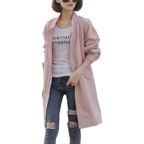 Add new nwe Trench Coat For Women Spring Autumn Hooded long Autumn Windbreaker Turn-Down Collar British Style Medium Thin