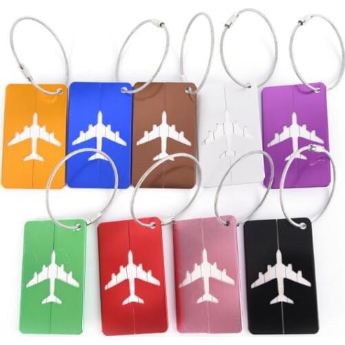 Aircraft Luggage ID Tags Boarding Travel Address ID Card Labels Card Dog Tag Collection Keychain Key Rings LX5174