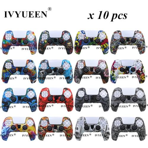 IVYUEEN 10 PCS Water Transfer Printing Silicone Skin for PlayStation5 PS5 Controller Protective Case for DualSense Gamepad Cover