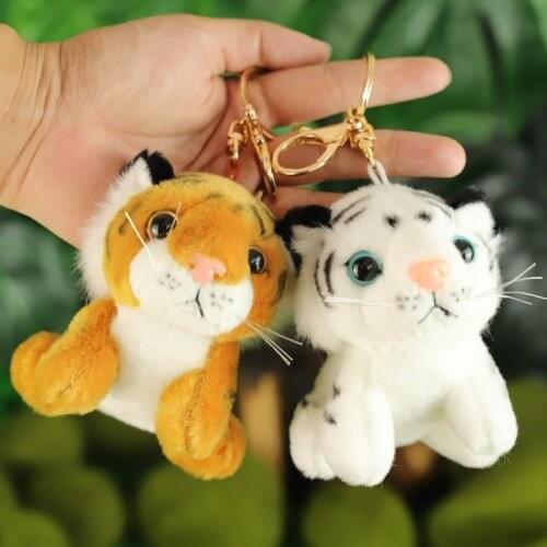 Kawaii Little Tiger Keychain Panda Leopard Pendant Plush Toys PP Cotton Filling Animal Dolls Cute Pendant Childrens Gifts
