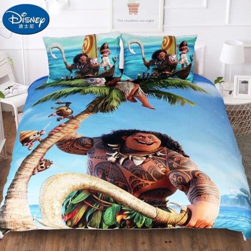 Disney 3Pcs Moana Maui Bedding Set Her side His side Duvet Cover Pillow Case 3D Couple Kid Boy Teen Girl Bed Linens Twin Full