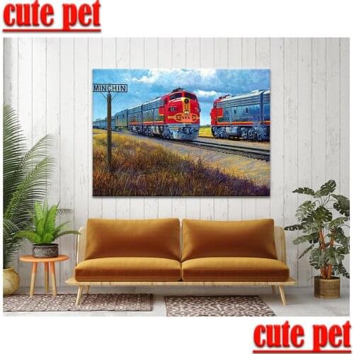 CrossStitch puzzle train Diamond Embroidery Diamond Painting Full square round Diamond Rhinestone diamond mosaic Home Wall Decor